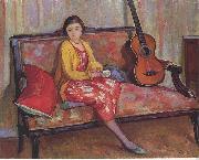 Henry Lebasques Nono and a Guitar Sweden oil painting artist